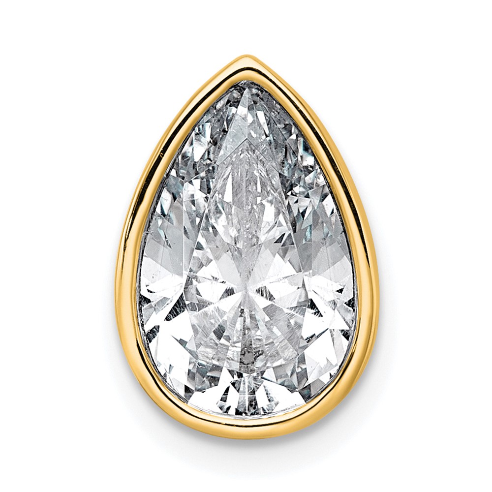 14K Yellow Gold 3 Carat Pear Bezel Chain Slide Mounting