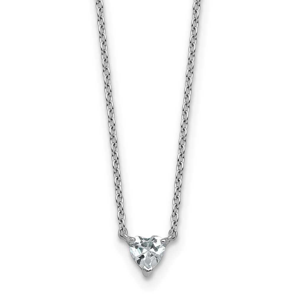 14K White Gold 0.25 Carat Heart Three Prong Pendant Mounting