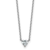 14K White Gold 0.25 Carat Lab Grown Diamond VS+ F+ Heart Complete Three Prong Pendant Necklace, 18" view 1
