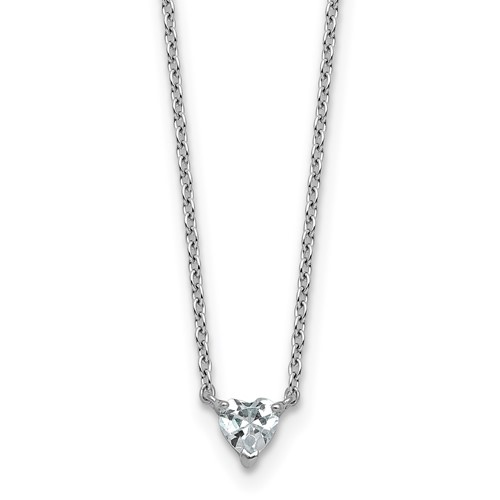 14K White Gold 0.25 Carat Lab Grown Diamond VS+ F+ Heart Complete Three Prong Pendant Necklace, 18"