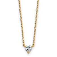 14K Yellow Gold 0.25 Carat Lab Grown Diamond VS+ F+ Heart Complete Three Prong Pendant Necklace, 18" view 1