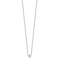 14K White Gold 0.50 Carat Lab Grown Diamond VS+ F+ Heart Complete Three Prong Pendant Necklace, 18" view 2