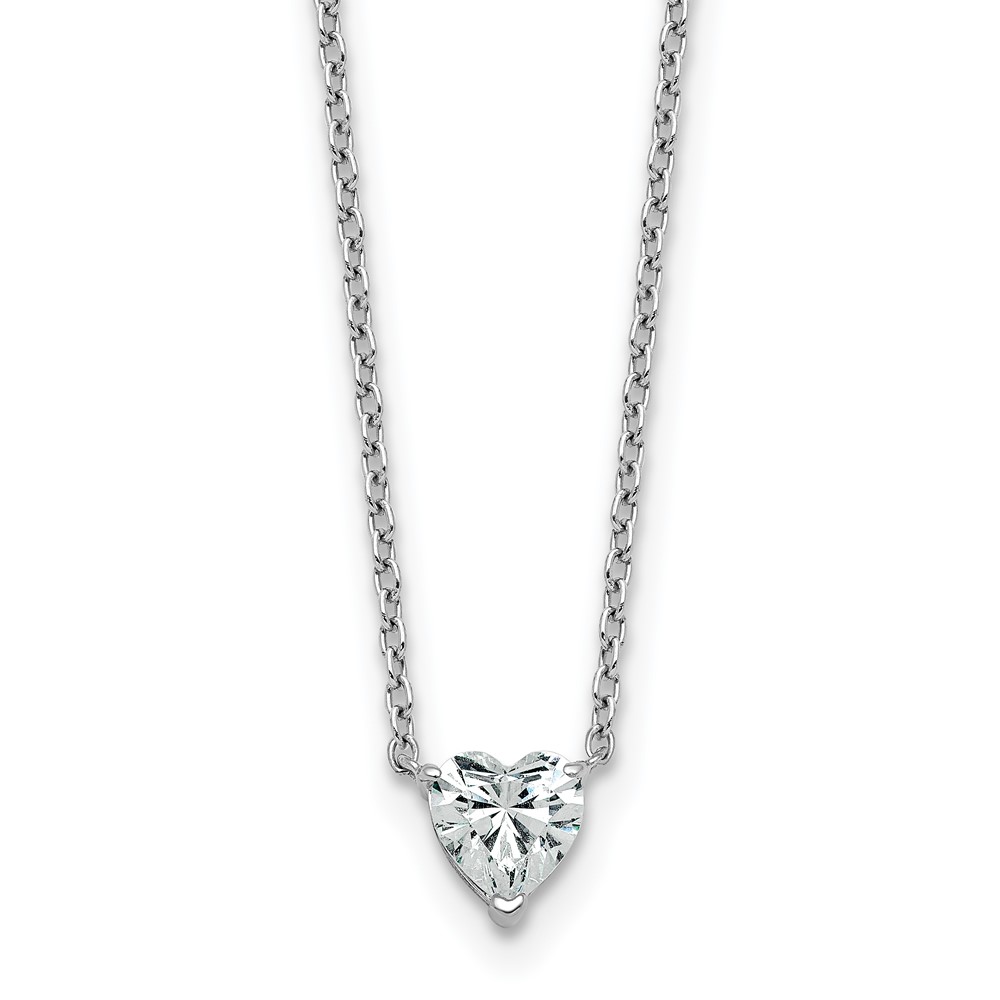 14K White Gold 0.50 Carat Heart Three Prong Pendant Mounting