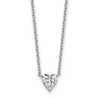 14K White Gold 0.50 Carat Lab Grown Diamond VS+ F+ Heart Complete Three Prong Pendant Necklace, 18" view 1
