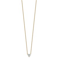 14K Yellow Gold 0.50 Carat Lab Grown Diamond VS+ F+ Heart Complete Three Prong Pendant Necklace, 18" view 2