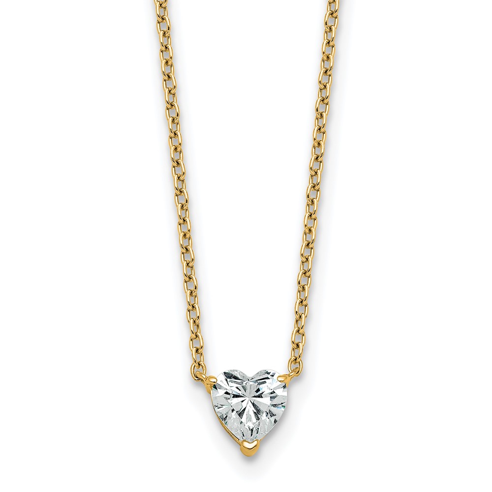 14K Yellow Gold 0.50 Carat Heart Three Prong Pendant Mounting