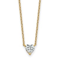 14K Yellow Gold 0.50 Carat Lab Grown Diamond VS+ F+ Heart Complete Three Prong Pendant Necklace, 18" view 1