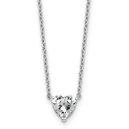 14K White Gold 0.75 Carat Heart Three Prong Pendant Mounting