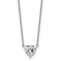 14K White Gold 0.75 Carat Lab Grown Diamond VS+ F+ Heart Complete Three Prong Pendant Necklace, 18" view 1