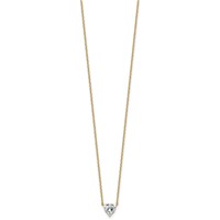 14K Yellow Gold 0.75 Carat Lab Grown Diamond VS+ F+ Heart Complete Three Prong Pendant Necklace, 18" view 2