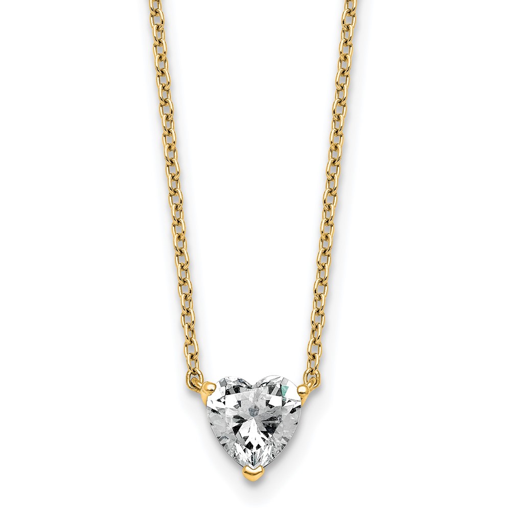 14K Yellow Gold 0.75 Carat Heart Three Prong Pendant Mounting