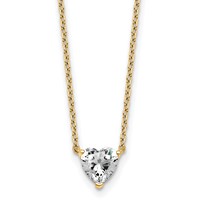 14K Yellow Gold 0.75 Carat Lab Grown Diamond VS+ F+ Heart Complete Three Prong Pendant Necklace, 18" view 1