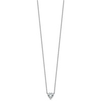 14K White Gold 1 Carat Lab Grown Diamond VS+ F+ Heart Complete Three Prong Pendant Necklace, 18" view 2