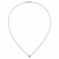 14K White Gold 1 Carat Lab Grown Diamond VS+ F+ Heart Complete Three Prong Pendant Necklace, 18" view 4