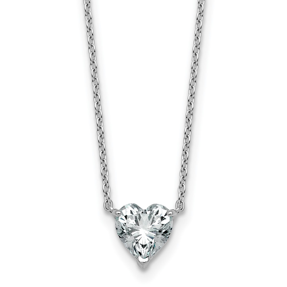 14K White Gold 1 Carat Heart Three Prong Pendant Mounting