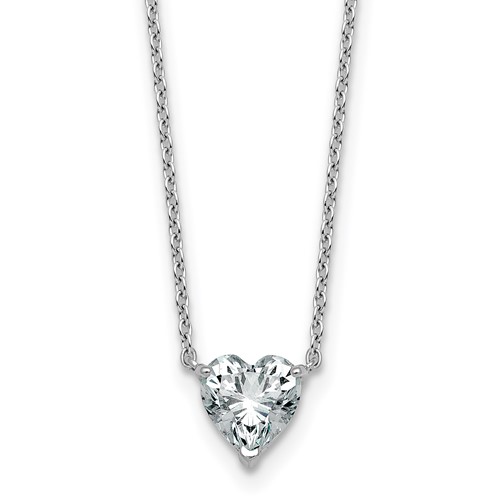 14K White Gold 1 Carat Heart Three Prong Pendant Mounting