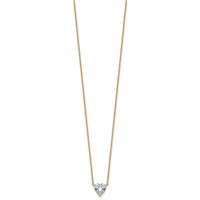 14K Yellow Gold 1 Carat Certified Lab Grown Diamond VS+ F+ Heart Complete Three Prong Pendant Necklace, 18" view 2