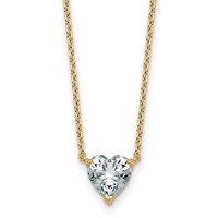 14K Yellow Gold 1 Carat Certified Lab Grown Diamond VS+ F+ Heart Complete Three Prong Pendant Necklace, 18" view 1