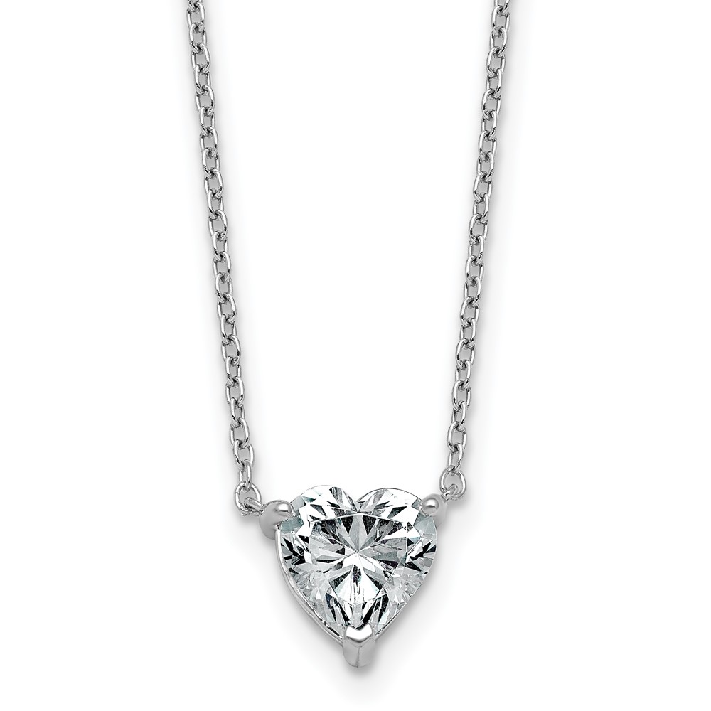 14K White Gold 1.50 Carat Heart Three Prong Pendant Mounting
