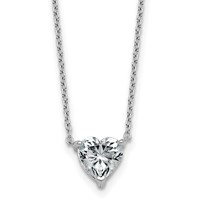 14K White Gold 1.50 Carat Certified Lab Grown Diamond VS+ F+ Heart Complete Three Prong Pendant Necklace, 18" view 1