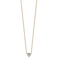 14K Yellow Gold 1.50 Carat Certified Lab Grown Diamond VS+ F+ Heart Complete Three Prong Pendant Necklace, 18" view 2
