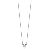 14K White Gold 2 Carat Certified Lab Grown Diamond VS+ F+ Heart Complete Three Prong Pendant Necklace, 18" view 2