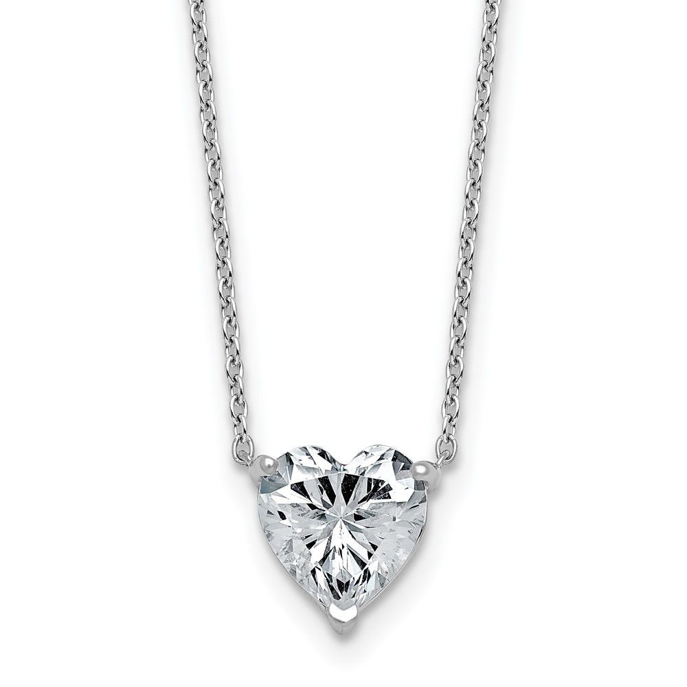 14K White Gold 2 Carat Heart Three Prong Pendant Mounting