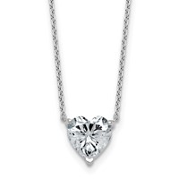14K White Gold 2 Carat Certified Lab Grown Diamond VS+ F+ Heart Complete Three Prong Pendant Necklace, 18" view 1