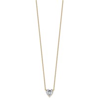 14K Yellow Gold 2 Carat Lab Grown Diamond VS+ F+ Heart Complete Three Prong Pendant Necklace, 18" view 2