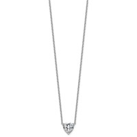 14K White Gold 2.50 Carat Certified Lab Grown Diamond VS+ F+ Heart Complete Three Prong Pendant Necklace, 18" view 2
