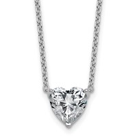 14K White Gold 2.50 Carat Certified Lab Grown Diamond VS+ F+ Heart Complete Three Prong Pendant Necklace, 18" view 1