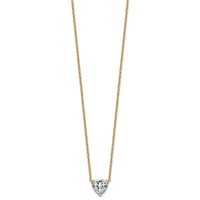 14K Yellow Gold 2.50 Carat Lab Grown Diamond VS+ F+ Heart Complete Three Prong Pendant Necklace, 18" view 2