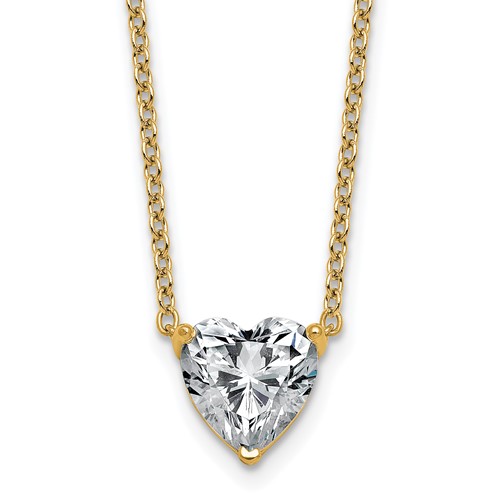 14K Yellow Gold 2.50 Carat Heart Three Prong Pendant Mounting