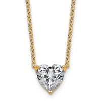 14K Yellow Gold 2.50 Carat Lab Grown Diamond VS+ F+ Heart Complete Three Prong Pendant Necklace, 18" view 1