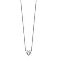 14K White Gold 3 Carat Lab Grown Diamond VS+ F+ Heart Complete Three Prong Pendant Necklace, 18" view 2