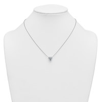 14K White Gold 3 Carat Lab Grown Diamond VS+ F+ Heart Complete Three Prong Pendant Necklace, 18" view 3