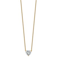 14K Yellow Gold 3 Carat Certified Lab Grown Diamond VS+ F+ Heart Complete Three Prong Pendant Necklace, 18" view 2