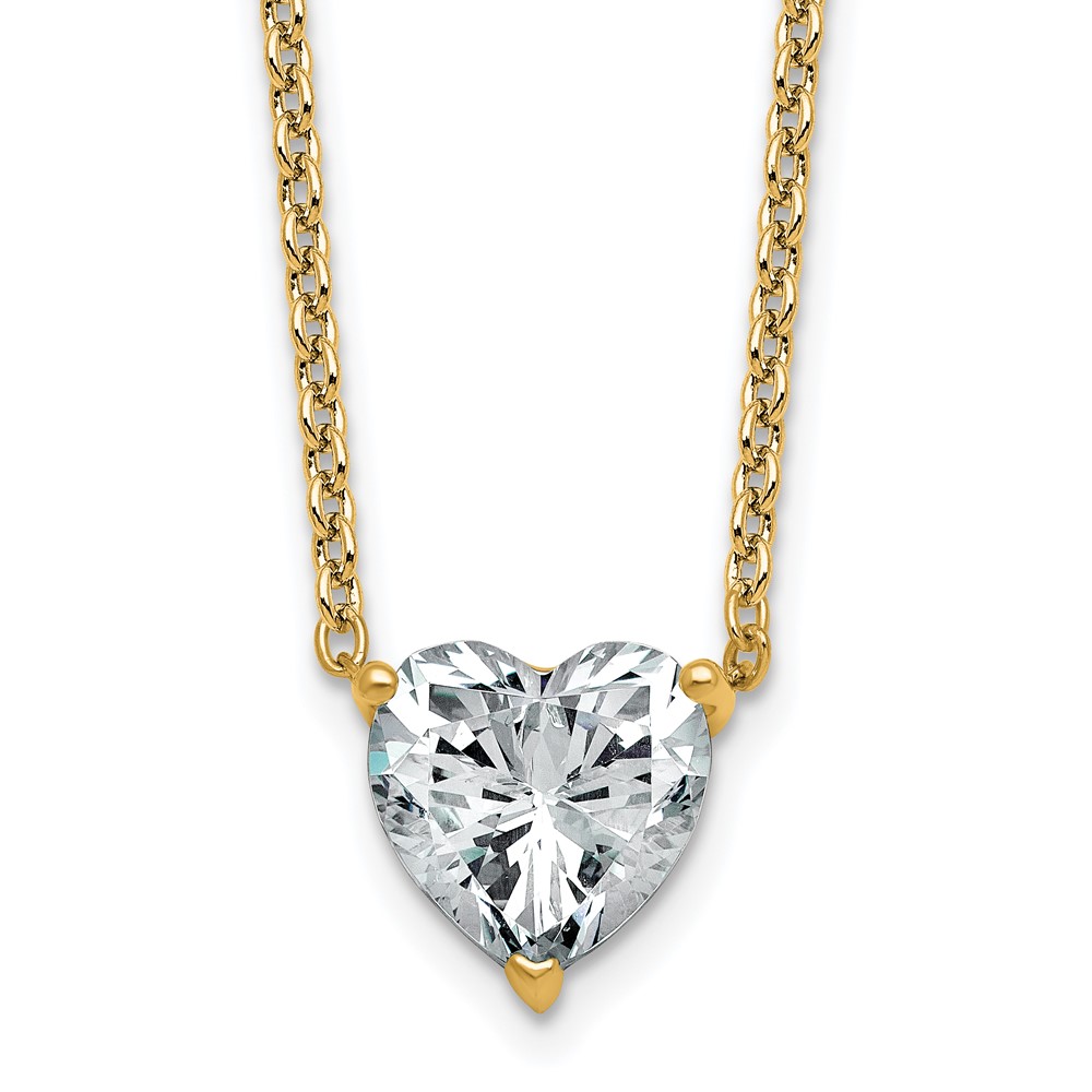 14K Yellow Gold 3 Carat Heart Three Prong Pendant Mounting