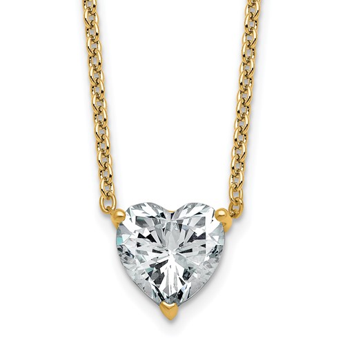 14K Yellow Gold 3 Carat Heart Three Prong Pendant Mounting