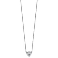 14K White Gold 3.50 Carat Certified Lab Grown Diamond VS+ F+ Heart Complete Three Prong Pendant Necklace, 18" view 2