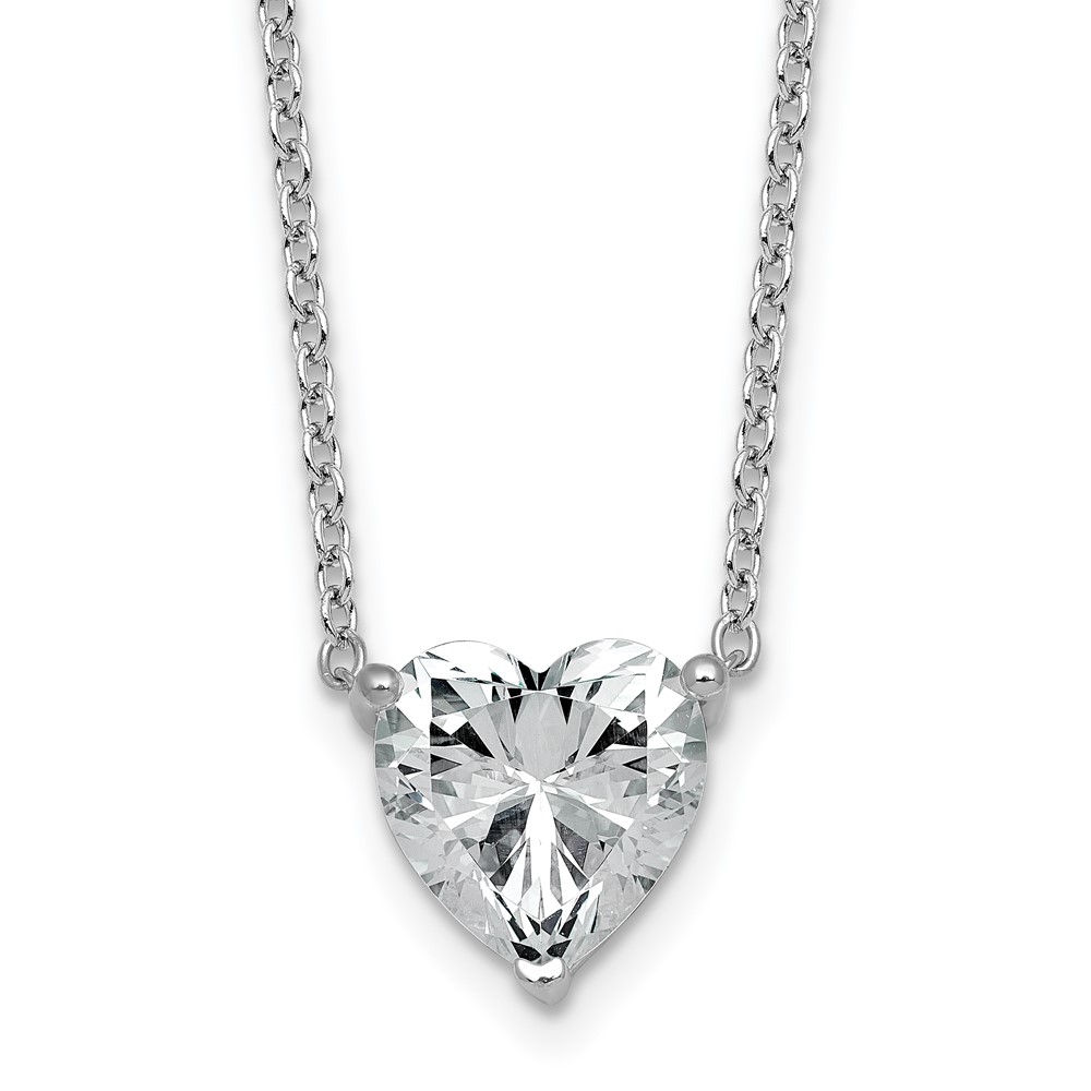 14K White Gold 3.50 Carat Heart Three Prong Pendant Mounting