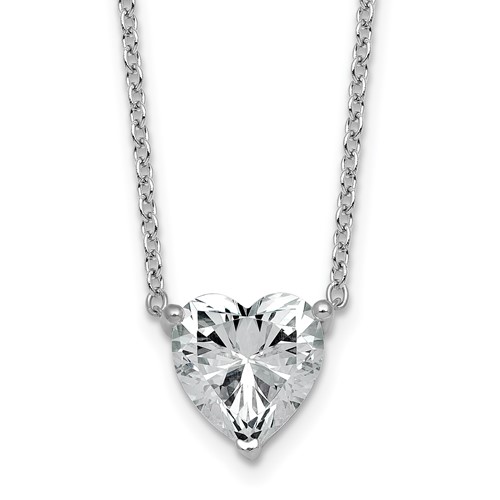 14K White Gold 3.50 Carat Heart Three Prong Pendant Mounting