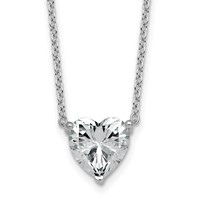 14K White Gold 3.50 Carat Certified Lab Grown Diamond VS+ F+ Heart Complete Three Prong Pendant Necklace, 18" view 1
