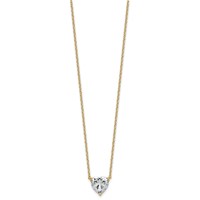 14K Yellow Gold 3.50 Carat Lab Grown Diamond VS+ F+ Heart Complete Three Prong Pendant Necklace, 18" view 2