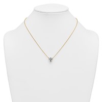 14K Yellow Gold 3.50 Carat Lab Grown Diamond VS+ F+ Heart Complete Three Prong Pendant Necklace, 18" view 3