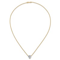 14K Yellow Gold 3.50 Carat Lab Grown Diamond VS+ F+ Heart Complete Three Prong Pendant Necklace, 18" view 4