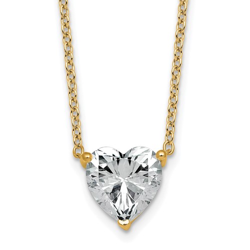 14K Yellow Gold 3.50 Carat Heart Three Prong Pendant Mounting