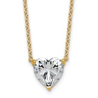 14K Yellow Gold 3.50 Carat Lab Grown Diamond VS+ F+ Heart Complete Three Prong Pendant Necklace, 18" view 1