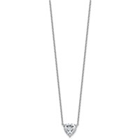 14K White Gold 4 Carat Certified Lab Grown Diamond VS+ F+ Heart Complete Three Prong Pendant Necklace, 18" view 2