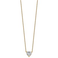 14K Yellow Gold 4 Carat Lab Grown Diamond VS+ F+ Heart Complete Three Prong Pendant Necklace, 18" view 2